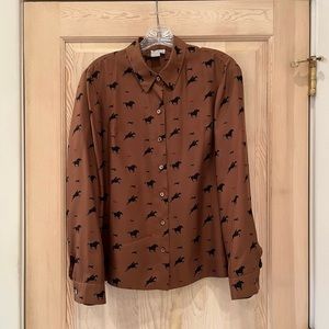 Worth Horses and hounds 100% silk blouse size 10